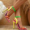 Liyke Mixed Colors Women Sexy  Stiletto Sandals Cozy Leather Pointed Toe Buckle Strap High Heels Summer Party Prom Shoes Size 42