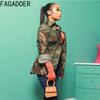 FAGADOER Casual Camouflage Printing Pocket Cargo Jackets Women Turndown Collar Button Long Sleeve Coats Fashion Matching Tops