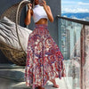 Sexy Elastic High Waist Print Maxi Skirt Women 2024 Summer Boho Beach Casual Loose A-Line Long Skirts For Women