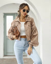 Winter Lantern Sleeve Jackets for Women Bomber Jacket Autumn Corduroy Vintage Outwear 2024 Fashion Coat