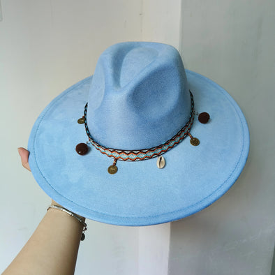 Ethnic style suede fedora hat retro fashion large brim hat men women hat top hat flat soft hat wholesale sombrero hombre шляп