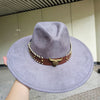 Ethnic style suede fedora hat retro fashion large brim hat men women hat top hat flat soft hat wholesale sombrero hombre шляп