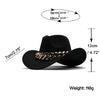 Luxury Men Women Western Cowboy Hat With gold chain Wide Brim Hat Pop Jazz Hat Winter Wool Hat Size 56-58CM