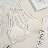 Crop Tops Retro Wild Hollow Perspective Tassel Sexy Spaghetti Strap Tanke Top Women Built In Bra New Back Lace Halter Neck