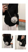 NEW Luxury Diamond Basketball Clutch Bags for Women Football Shape Wedding Party Purse and Handbag Gold Silver Evening Bag