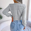 Autumn Winter Sexy Women's Sweater Fashion Knitted Long Sleeve Hollow Crop Top Casual Slim Sweaters Elegant Red Pullover 2023