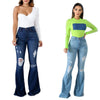 2023 Spring New High Waist Ripped Flared Jeans For Women Fashion Stretch Slim Denim Pants Casual Female Clothing S-3XL Drop Ship