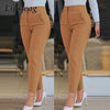 New Fashion Women Office Pocket Pants Spring Summer High Waist Skinny Trousers Casual Female Solid Color Zipper Straight Pant