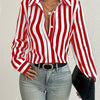 2024 Elegant Black Striped Printed Long-sleeved Shirt For Women Fashion Lapel Button-down Shirt Temperament Office Cardigan