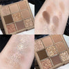 DIKALU 9 Color Eyeshadow Tray Daily Makeup Shimmer Matte Lasting Nightclub Eyeshadow Pearl Fine Shimmer Earth Color