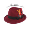 New Fashion Wool Flat Fedora Hat for Women Men Feather Lady Gentleman Church Cap Panama Jazz Hats Party Decorate