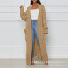 Open Front Cable Knit Longline Cardigan Women Long Sleeve Loose Fashion Casual Open Cardigan Knitwear Solid Color