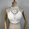 Crop Tops Retro Wild Hollow Perspective Tassel Sexy Spaghetti Strap Tanke Top Women Built In Bra New Back Lace Halter Neck