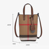 2024 New Retro Checkered Women's Handbag Fashionable and Advanced Large Capacity Canvas with Cowhide Mother and Child Bag