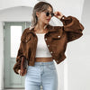 Winter Lantern Sleeve Jackets for Women Bomber Jacket Autumn Corduroy Vintage Outwear 2024 Fashion Coat