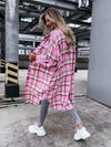 Women Autumn Jacket Fashion Long Plaid Shirt Coats Winter Cardigan Flannel Shirt Jacket Loose Oversized Checkered Shirt Chaqueta