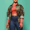 FAGADOER Casual Camouflage Printing Pocket Cargo Jackets Women Turndown Collar Button Long Sleeve Coats Fashion Matching Tops