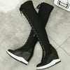 Pumps Plus Size Shoes Women Lace Up Cow Leather Wedges High Heel Over The Knee Boots Female Thigh High Sneakers Big Size Shoes