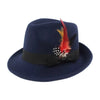 New Fashion Wool Flat Fedora Hat for Women Men Feather Lady Gentleman Church Cap Panama Jazz Hats Party Decorate