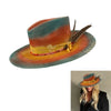 Homburg Top Hat with Exotic Ribbon Victorian Age Wool Top Hat Classical Rancher Hat for Boy Men Adults Wool