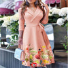 Women's S-2XL sizeFashion V-neck Strap Waist Dress New Mid-sleeve Women's Dress Temperament Commuter