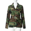 Women OL Work Long Sleeve Notched Neck Blazers Street INS Camouflage Print Belt Blazers Tops Street Outwear Coats