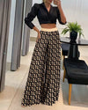 2024 Spring Summer Woman Long Pants Office Lady Fashion Elegant Casual Loose Print Wide Leg Pants For Women 2024 Khaki Trousers