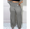 Elegant Women's Pants 2024 Summer Streetwear Plaid Print Casual High Waist Wide Leg Daily Long Trousers Without Top for Female