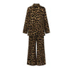Fashion Long-sleeved V-neck Button-up Shirt + Wide-leg Pants 2 Piece Set For Women Autumn Leopard Print Loose Casual Suit Female