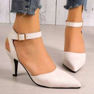 2024 New Shoes Women Buckle Sandals Pumps Fashion Trends Women Office Shoes Sexy High Heels Stiletto Heels Suede Women Sandals