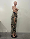 CM.YAYA Fashion women camouflage cutout cross criss straight cargo pants 2023 autumn winter safari style trousers