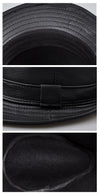 New 2023 Man High Quality Genuine Leather Formal Hat Jazz Gentleman Cow Skin Short Brim Black/Brown Top Hat Male Shows Perform