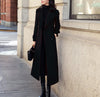 Women‘s Coat Winter Korean Fashion Long Coated Thickened Woolen Winter Coat for Women Black Coat Harajuku