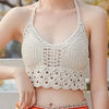 Crop Tops Retro Wild Hollow Perspective Tassel Sexy Spaghetti Strap Tanke Top Women Built In Bra New Back Lace Halter Neck