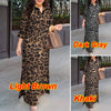 ZANZEA Women's Long Dresses 2025 Spring Summer Leopard Print 3/4 Sleeve Lapel Neck Maxi Robes Femme Commute Office Slit Kleid