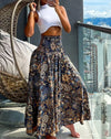 Sexy Elastic High Waist Print Maxi Skirt Women 2024 Summer Boho Beach Casual Loose A-Line Long Skirts For Women