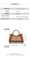 2024 New Retro Checkered Women's Handbag Fashionable and Advanced Large Capacity Canvas with Cowhide Mother and Child Bag