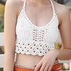 Crop Tops Retro Wild Hollow Perspective Tassel Sexy Spaghetti Strap Tanke Top Women Built In Bra New Back Lace Halter Neck