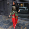 Women OL Work Long Sleeve Notched Neck Blazers Street INS Camouflage Print Belt Blazers Tops Street Outwear Coats