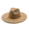 Suede Fedora Hats for Women 9.5cm Wide Brim Panama Western Cowboy Hat Gold Circle Men Autumn Winter Jazz Church Sombrero Caps