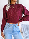 Autumn Winter Sexy Women's Sweater Fashion Knitted Long Sleeve Hollow Crop Top Casual Slim Sweaters Elegant Red Pullover 2023