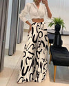 2024 Spring Summer Woman Long Pants Office Lady Fashion Elegant Casual Loose Print Wide Leg Pants For Women 2024 Khaki Trousers