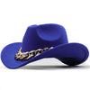 Luxury Men Women Western Cowboy Hat With gold chain Wide Brim Hat Pop Jazz Hat Winter Wool Hat Size 56-58CM