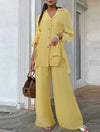 Fashion Long-sleeved V-neck Button-up Shirt + Wide-leg Pants 2 Piece Set For Women Autumn Leopard Print Loose Casual Suit Female