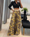 2024 Spring Summer Woman Long Pants Office Lady Fashion Elegant Casual Loose Print Wide Leg Pants For Women 2024 Khaki Trousers