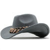 Luxury Men Women Western Cowboy Hat With gold chain Wide Brim Hat Pop Jazz Hat Winter Wool Hat Size 56-58CM