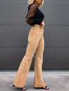 2022 Corduroy Trousers All Season Women Solid Button Fly Pocket Loungewear Slim Fit Ladies Flare Pants Streetwear Dropshipping