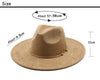 Suede Fedora Hats for Women 9.5cm Wide Brim Panama Western Cowboy Hat Gold Circle Men Autumn Winter Jazz Church Sombrero Caps