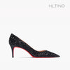 HLTINO Women Sequins Pumps Red Bottom Black Evening Party Shoes Silver Wedding Dress High Heels Summer Spring Autumn Stilettos