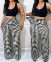 Elegant Women's Pants 2024 Summer Streetwear Plaid Print Casual High Waist Wide Leg Daily Long Trousers Without Top for Female